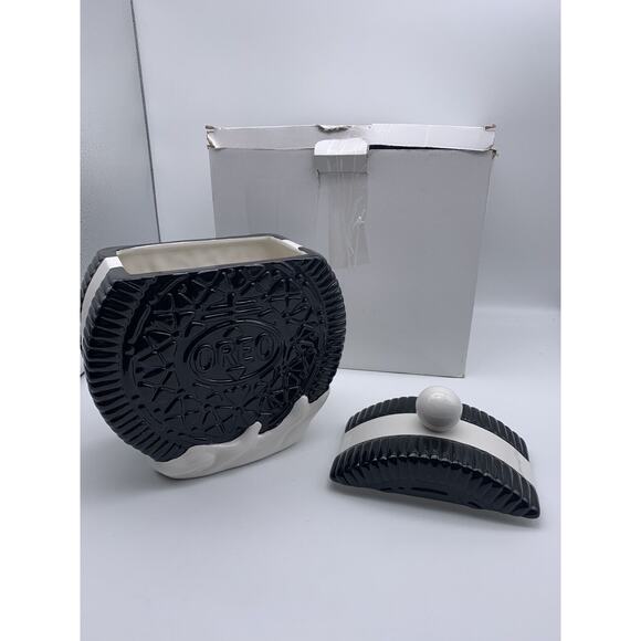 Oreo Milk Splash Cookie Jar Ceramic Cookies 9.5" Progressive Promotions *Crazing - Picture 2 of 16